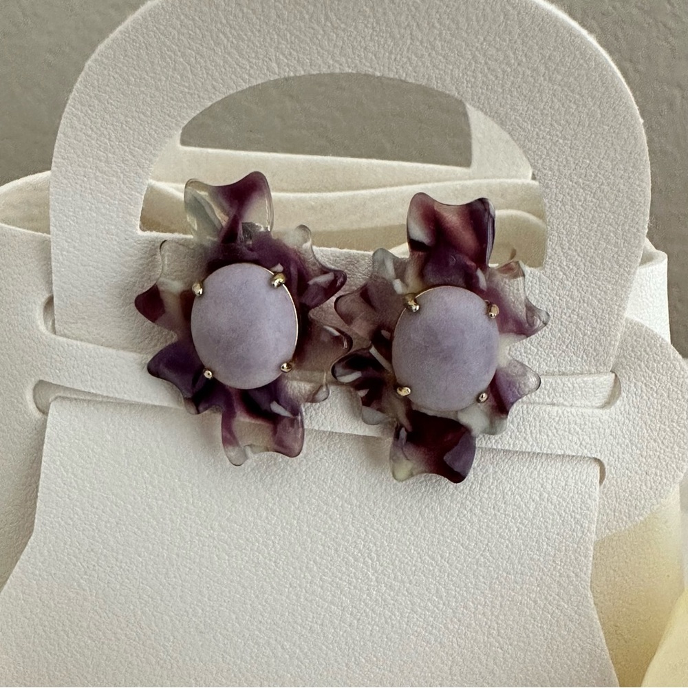 Lele Sadoughi Sante Fe Stone Button Earrings Plum Sky